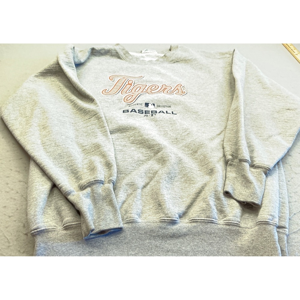 Majestic‎ Vintage Detroit Tigers Baseball Sweatshirt Medium Gray Crewneck MLB